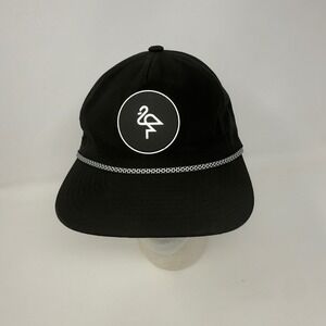 Byrdgang Black Performance Golf Rope Hat Flamingo Logo Laser Perforated Snapback